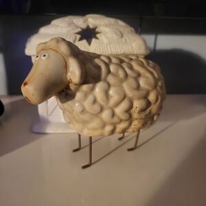 Whimsical Cream Sheep Art Sculpture